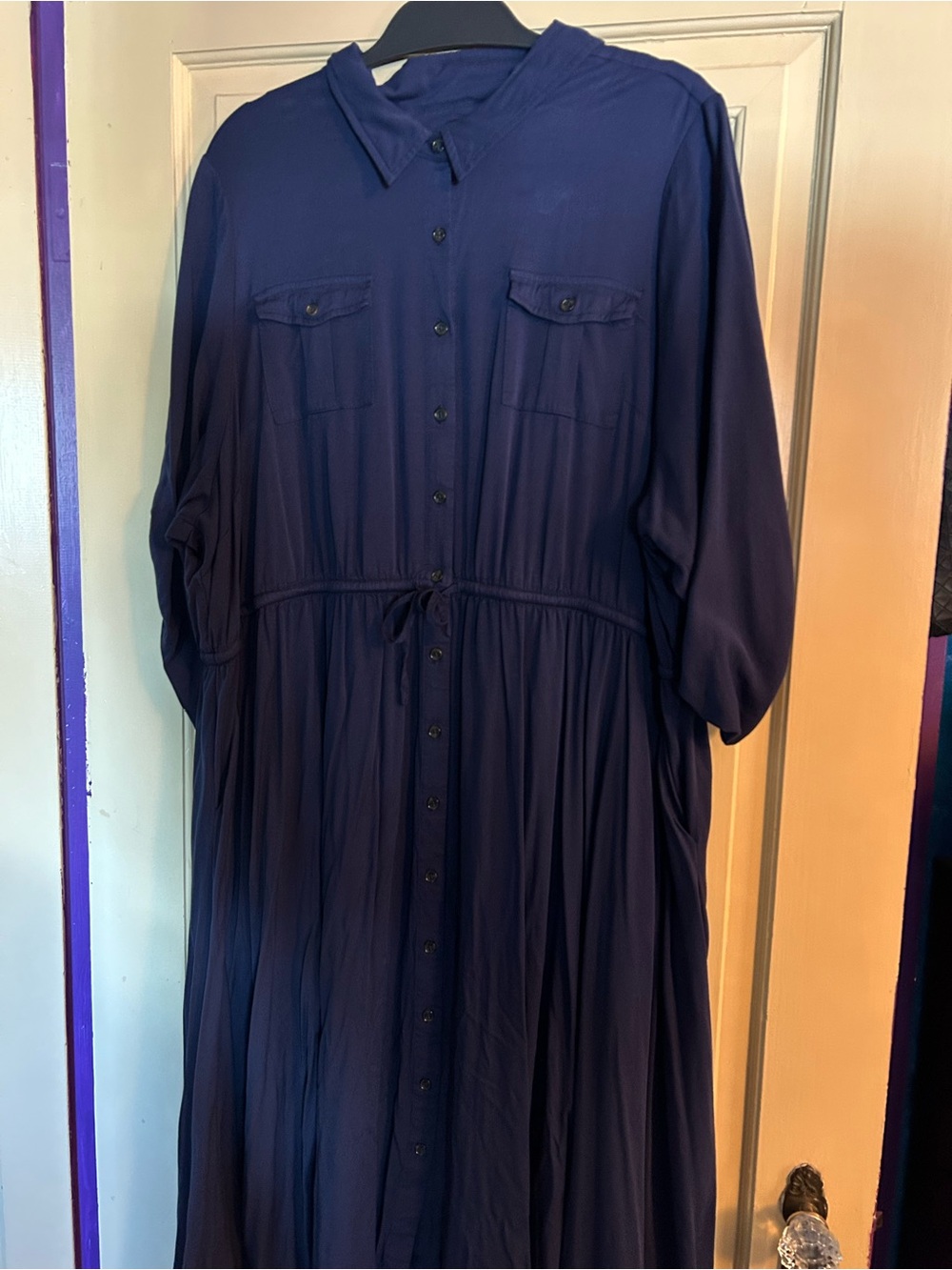 torrid Navy Button-Front Midi Shirt Dress